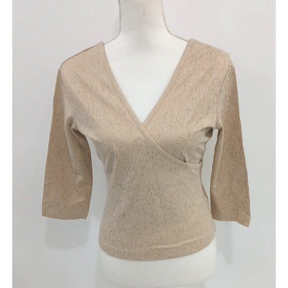 SOFT SURROUNDINGS Gold Shimmery Stretch 3/4 Sleeve size medium - Picture 1 of 7